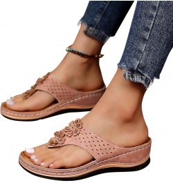 Sandals for Women Dressy Summer,Women's Orthopedic Sandals Arch Support Clip Toe Walking Platform Slippers Flip Flops H2-pink...