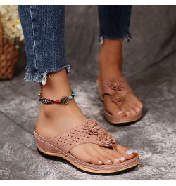 Sandals for Women Dressy Summer,Women's Orthopedic Sandals Arch Support Clip Toe Walking Platform Slippers Flip Flops H2-pink...