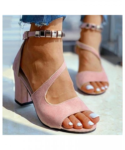 Black Heeled sandals For Women Dressy Strappy sandals For Women Ballet Heels sandals Women Dressy Summer Flat Women He Pink 4...