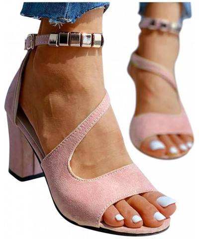 Black Heeled sandals For Women Dressy Strappy sandals For Women Ballet Heels sandals Women Dressy Summer Flat Women He Pink 4...