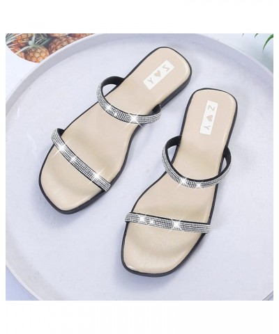 Summer Sandals for Women Flat Wide Width 2023 Comfy Platform Retro Crystal Slippers Beach Travel Flip Flops J-beige $28.01 Sa...