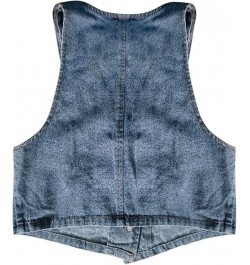 Top Slim Fit Sexy Patchwork Short Slim Fit Strap Style Denim Vest Top Little House Big, Large G-blue - Women Wrap Jean Vest $...