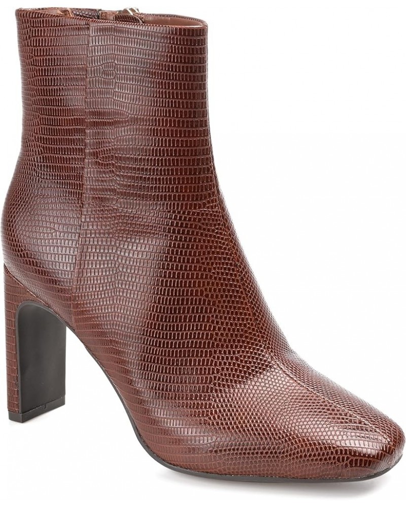 Womens Sarla Tru Comfort Foam Inside Zip Block Heel Booties Brown $23.68 Boots