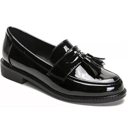 Pumps Slip-on Flats Oxfords Loafers for Womens Low Block Heels Tassels Patent Leather Cozy School Shoes Black $33.00 Oxfords