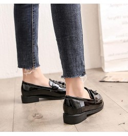 Pumps Slip-on Flats Oxfords Loafers for Womens Low Block Heels Tassels Patent Leather Cozy School Shoes Black $33.00 Oxfords