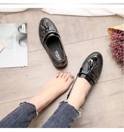 Pumps Slip-on Flats Oxfords Loafers for Womens Low Block Heels Tassels Patent Leather Cozy School Shoes Black $33.00 Oxfords