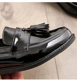 Pumps Slip-on Flats Oxfords Loafers for Womens Low Block Heels Tassels Patent Leather Cozy School Shoes Black $33.00 Oxfords