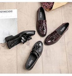 Pumps Slip-on Flats Oxfords Loafers for Womens Low Block Heels Tassels Patent Leather Cozy School Shoes Black $33.00 Oxfords