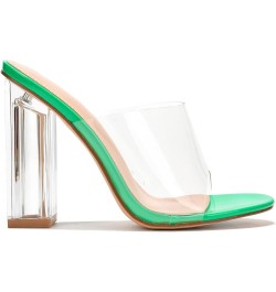 Fusion Clear Chunky Block High Heels for Women, Transparent Booties for Women Green $23.93 Boots