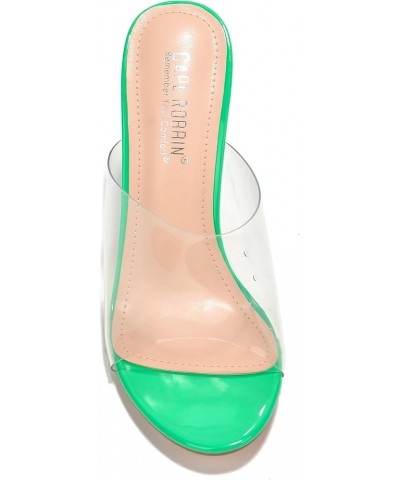 Fusion Clear Chunky Block High Heels for Women, Transparent Booties for Women Green $23.93 Boots