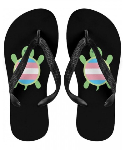 Transgender Flag Turtle Adult Flip Flops Mens Womens Beach Slippers Summer Thong Sandals Style $16.20 Sandals