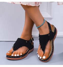 Casual Wedge Sandals for Women Comfortable Tassel Clip Toe Summer Beach Sandals Fashion Ladies Flip Flops Bohemia Platform Dr...