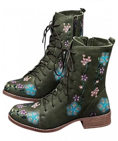 Women Rain Boots Fashion Ladies Fashion Long Boots On Shoes Women's Casual Heels Slip women's boots Suede Boot Green $27.63 B...