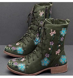 Women Rain Boots Fashion Ladies Fashion Long Boots On Shoes Women's Casual Heels Slip women's boots Suede Boot Green $27.63 B...