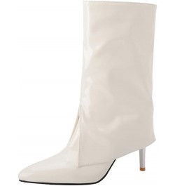 Fashion Stiletto Heels Mid Calf Boots for Women 29 White $28.59 Boots