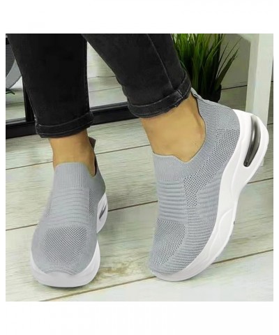 Women's Sneakers Walking Shoes - Sock Sneakers Slip on Mesh Platform Air Cushion Athletic Shoes Work Grey $16.74 Athletic Shoes