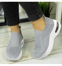 Women's Sneakers Walking Shoes - Sock Sneakers Slip on Mesh Platform Air Cushion Athletic Shoes Work Grey $16.74 Athletic Shoes