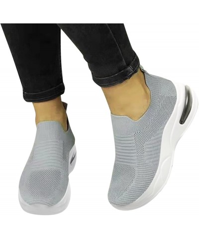 Women's Sneakers Walking Shoes - Sock Sneakers Slip on Mesh Platform Air Cushion Athletic Shoes Work Grey $16.74 Athletic Shoes