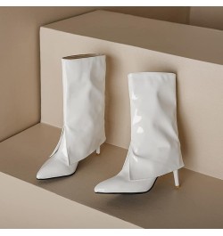 Fashion Stiletto Heels Mid Calf Boots for Women 29 White $28.59 Boots