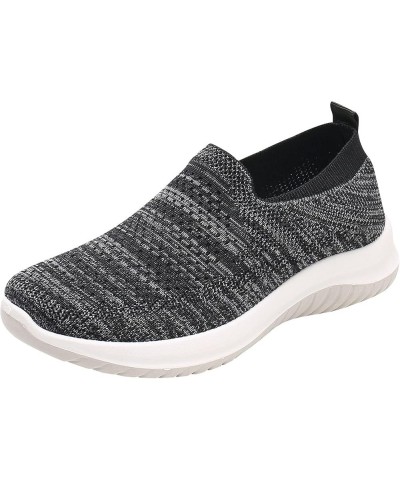 Women's Walking Shoes Sock Sneakers Slip on Mesh Air Cushion Comfortable Wedge Easy Shoes Platform Loafers Qm2-black $12.01 A...