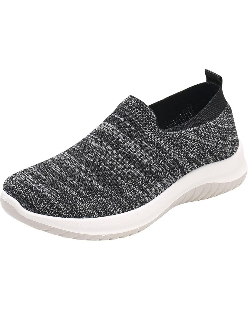 Women's Walking Shoes Sock Sneakers Slip on Mesh Air Cushion Comfortable Wedge Easy Shoes Platform Loafers Qm2-black $12.01 A...