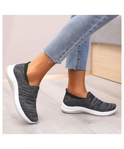 Women's Walking Shoes Sock Sneakers Slip on Mesh Air Cushion Comfortable Wedge Easy Shoes Platform Loafers Qm2-black $12.01 A...