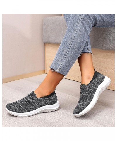 Women's Walking Shoes Sock Sneakers Slip on Mesh Air Cushion Comfortable Wedge Easy Shoes Platform Loafers Qm2-black $12.01 A...