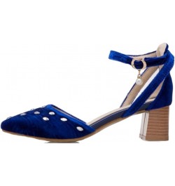 Sandals with Chunky Heel and Pointed Toe Women Velvet Shoes with Large Size Available Blue $25.29 Sandals