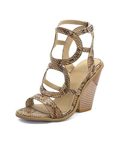 Women's High Heeled Sandals Summer Dress Shoes Pumps Brown $31.20 Sandals