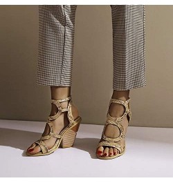 Women's High Heeled Sandals Summer Dress Shoes Pumps Brown $31.20 Sandals