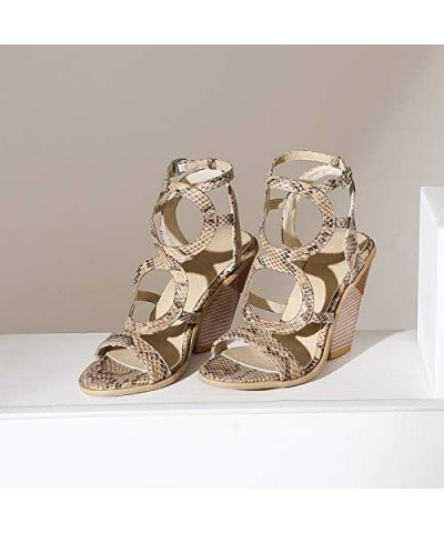 Women's High Heeled Sandals Summer Dress Shoes Pumps Brown $31.20 Sandals