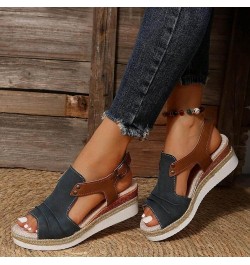 Womens Strappy T-Strap Thong Ankle Strap Summer Mid Wedge Heel Sandals Casual Dressy Flip Flops Shoes 147-htrns-e-navy $12.14...