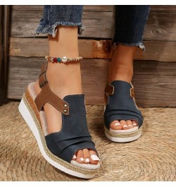 Womens Strappy T-Strap Thong Ankle Strap Summer Mid Wedge Heel Sandals Casual Dressy Flip Flops Shoes 147-htrns-e-navy $12.14...