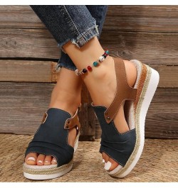 Womens Strappy T-Strap Thong Ankle Strap Summer Mid Wedge Heel Sandals Casual Dressy Flip Flops Shoes 147-htrns-e-navy $12.14...