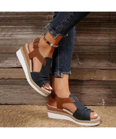 Womens Strappy T-Strap Thong Ankle Strap Summer Mid Wedge Heel Sandals Casual Dressy Flip Flops Shoes 147-htrns-e-navy $12.14...