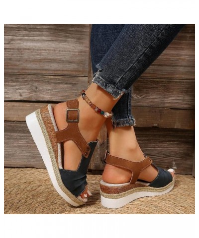 Womens Strappy T-Strap Thong Ankle Strap Summer Mid Wedge Heel Sandals Casual Dressy Flip Flops Shoes 147-htrns-e-navy $12.14...