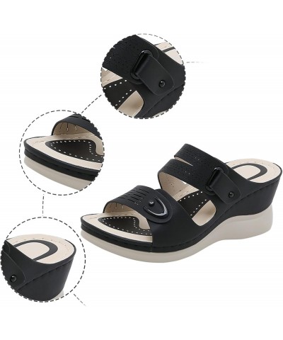 Womens Rhinestone Sandals Women's Summer Fashion Casual Wedges Open Toe Floor Empty Dress Sandals On Fisherman Sandals Black ...