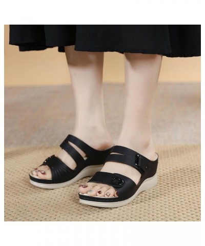 Womens Rhinestone Sandals Women's Summer Fashion Casual Wedges Open Toe Floor Empty Dress Sandals On Fisherman Sandals Black ...