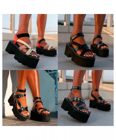 New Women's Ankle Strap Sandals Fashion Buckle Thick High Heels Summer Women's Sandals Casual Party Shoes 5 $25.30 Sandals