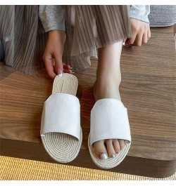 Beach Slippers 2023 Dressy Summer Fashion Open Toe Straw Flat Bottom Simple Beach Outside Wear Casual Ladies Large Size Sanda...