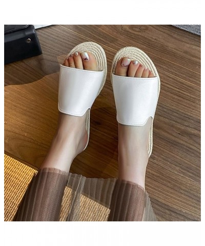 Beach Slippers 2023 Dressy Summer Fashion Open Toe Straw Flat Bottom Simple Beach Outside Wear Casual Ladies Large Size Sanda...