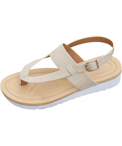 Womens Sandals With Arch Support Size 10 Wide Cute Sandals For Girls Black Platform Sandals For Women Beige $13.49 Sandals