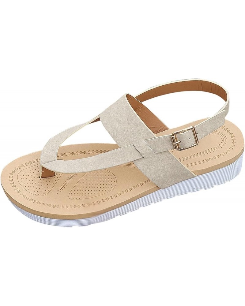 Womens Sandals With Arch Support Size 10 Wide Cute Sandals For Girls Black Platform Sandals For Women Beige $13.49 Sandals