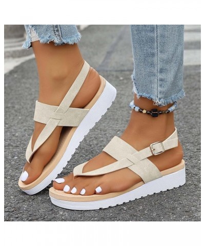 Womens Sandals With Arch Support Size 10 Wide Cute Sandals For Girls Black Platform Sandals For Women Beige $13.49 Sandals