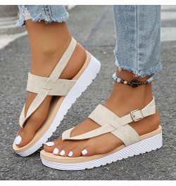 Womens Sandals With Arch Support Size 10 Wide Cute Sandals For Girls Black Platform Sandals For Women Beige $13.49 Sandals