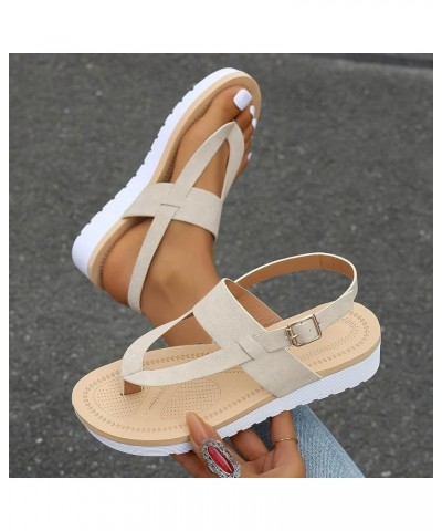 Womens Sandals With Arch Support Size 10 Wide Cute Sandals For Girls Black Platform Sandals For Women Beige $13.49 Sandals