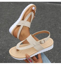 Womens Sandals With Arch Support Size 10 Wide Cute Sandals For Girls Black Platform Sandals For Women Beige $13.49 Sandals