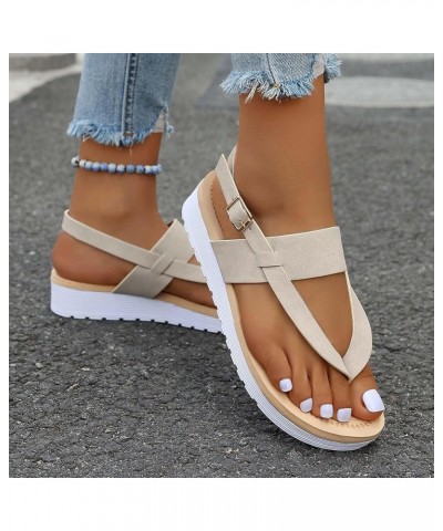 Womens Sandals With Arch Support Size 10 Wide Cute Sandals For Girls Black Platform Sandals For Women Beige $13.49 Sandals