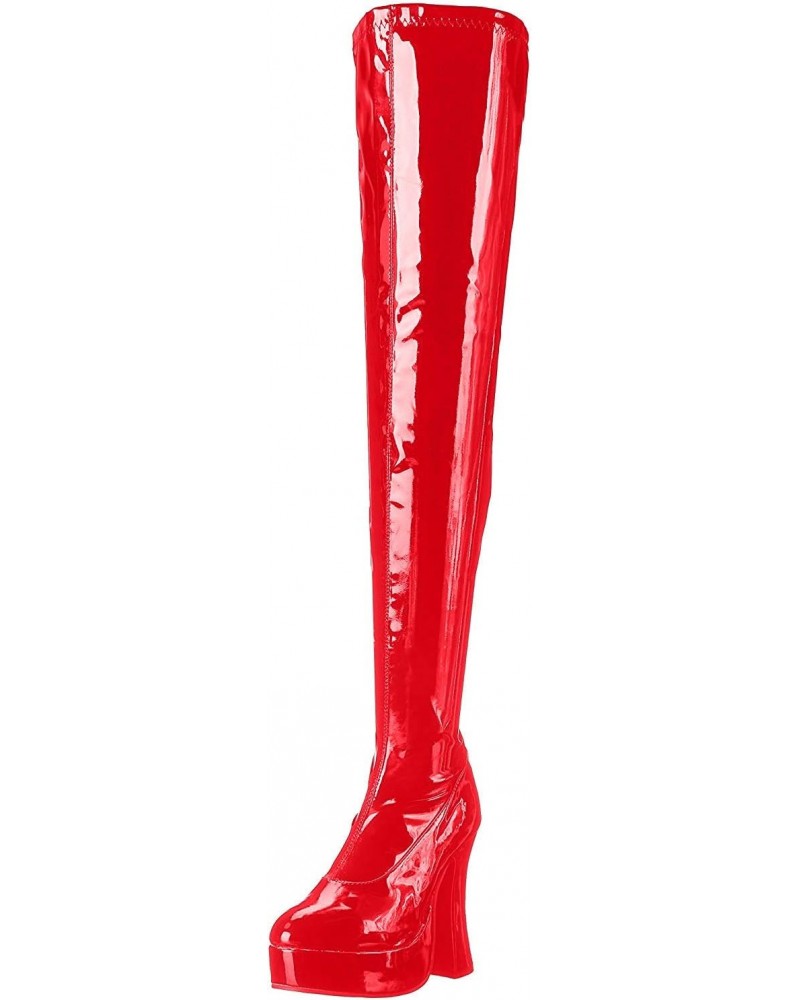 Women's Shoes 5 Inch Chunky Heel Thigh High Stretch Boots (Red 14) $27.80 Boots