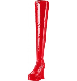 Women's Shoes 5 Inch Chunky Heel Thigh High Stretch Boots (Red 14) $27.80 Boots